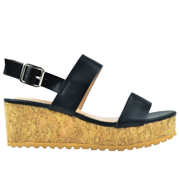 womens black low wedge sandals